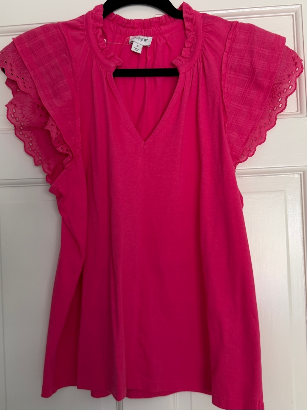 J. Crew Women's Pink Flutter Sleeve V-Neck Top NWT